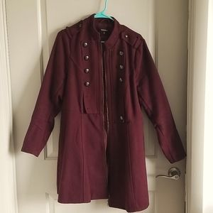Red knee length coat from torrid size 1